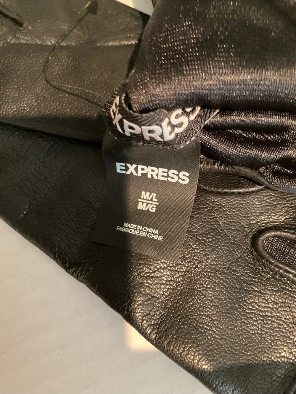 Express Black Leather Gloves with Silver Stud Detailing